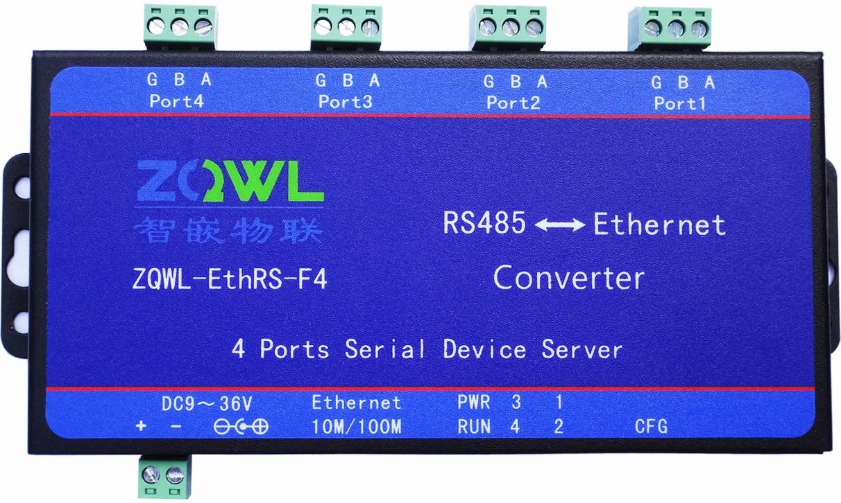 Серверное устройство с 4 портами последовательным интерфейсом RS485 на Ethernet