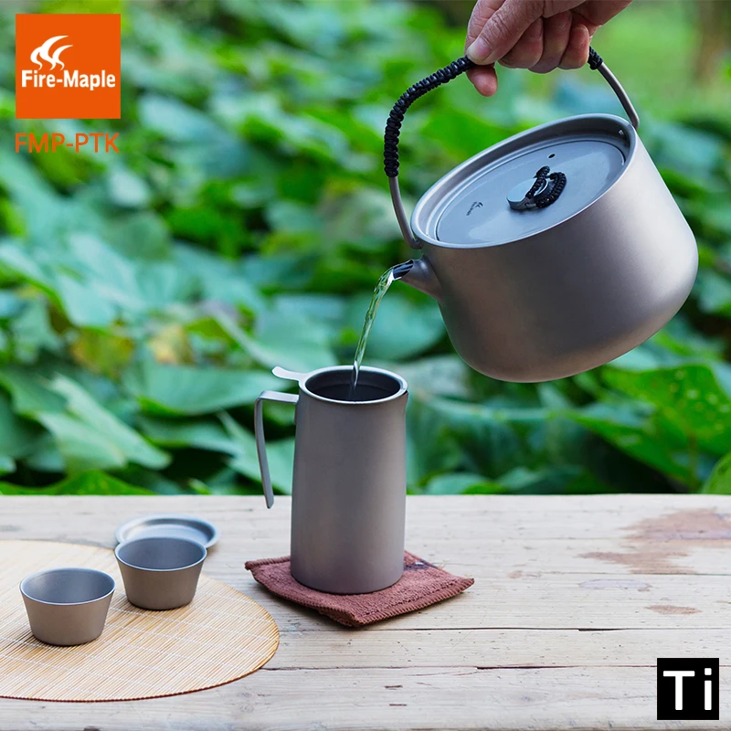 Fuego de arce aburrido de titanio tetera Picnic 1L café té ultraligero de la ceremonia del té Camping al aire libre hervidor de agua