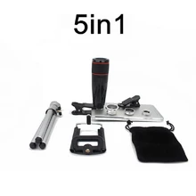 Universal 5in1 12X зум Камера телеобъективов клипы 3in1 Широкий формат рыбий глаз Макро объектив для iPhone 6 6S 7 8 плюс сотовый телефон