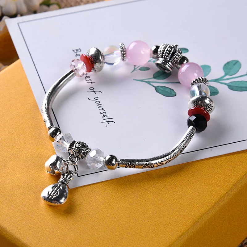 

The latest spring and summer women's Fashion Bracelet retro Miao silver bracelet natural stone bead bracelet