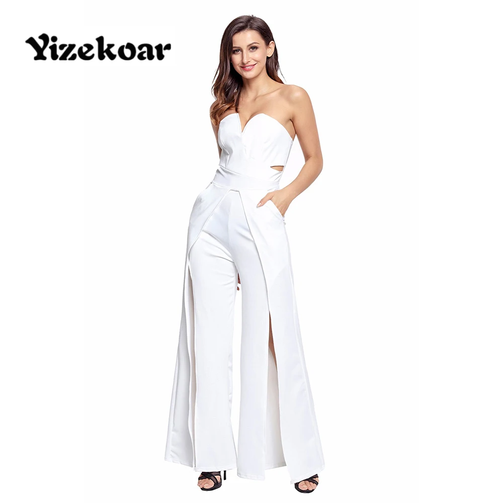 white jumpsuit with slits in legs