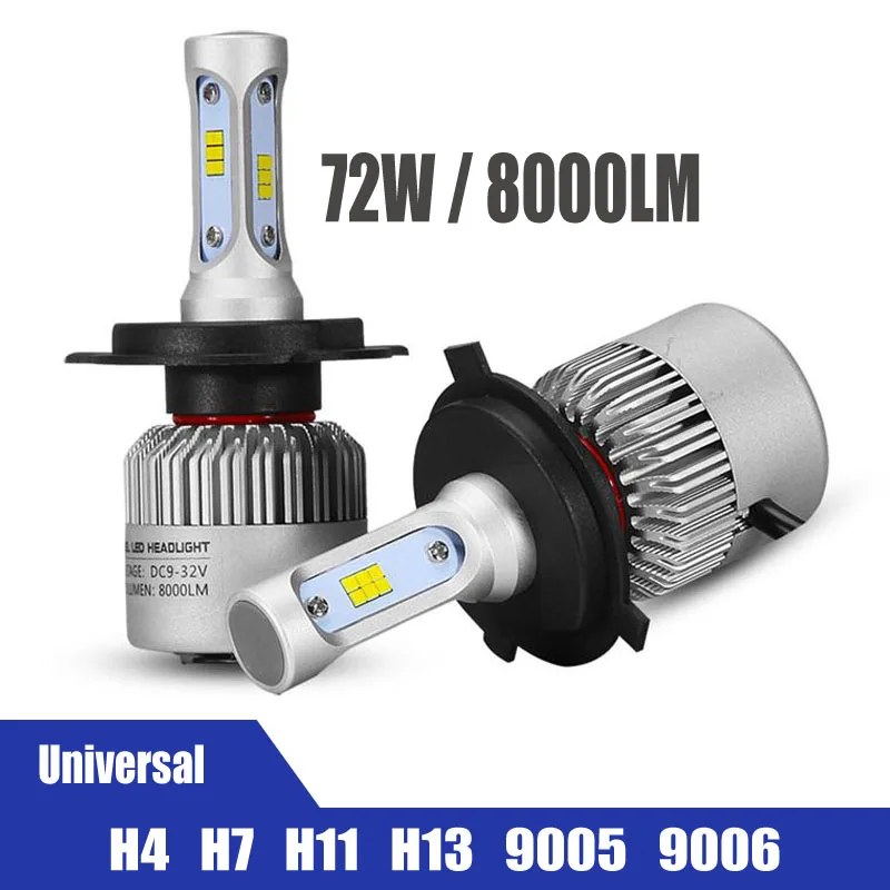 2x 72W H4 Car led Headlight Work Light Daytime Running Light DRL H7 H11