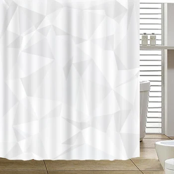 

Abstract Geometry Shower Curtain with Mat Bathroom Polyester Waterproof Fabric For Toilet Curtain Decoration With Hook