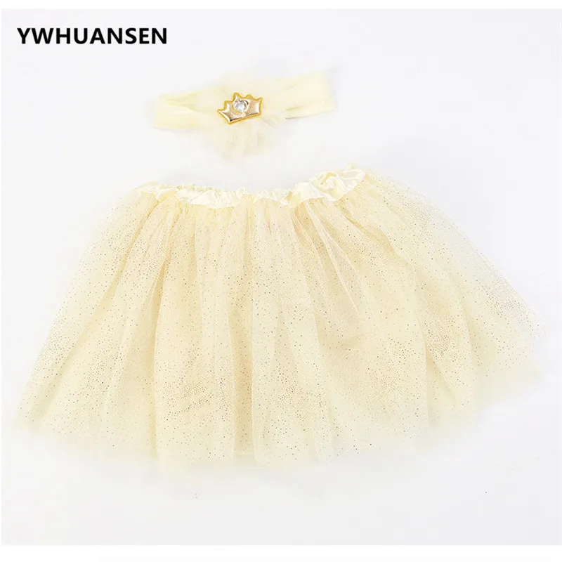 Юбочка с блестками YWHUANSEN 2 шт./компл. тюль для детей девочек + повязка на голову