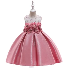 New Kids Girls Jacquard Flowers Princess Dress for Wedding Children Clothes Girls Evening Party Dresses Girl 10th Birthday Dress 2017 new luxury sweet jacquard lace girls princess long sleeves dresses for wedding birthday party spring kids white color dress