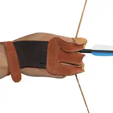 3 Finger Fingers Protect Glove Leather Left Hand Archery Arrow Bow Hunting Shooting Protective Finger Entertainment Tool