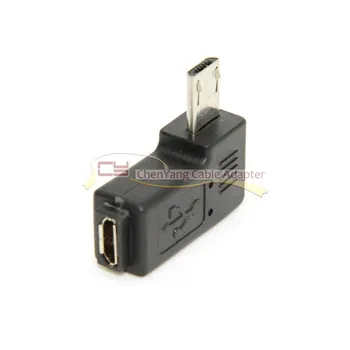 

cy 9mm Long Connector 90 Degree Left Angled Micro USB 2.0 5 Pin Male to Female M to F Extension Adapter