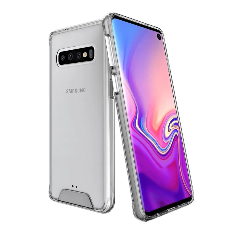 

Slim Transparent Clear Hard Plastic Acrylic Back Cover Soft Bumper Anti Shock Phone Case For Samsung S10 S10 Plus S10E