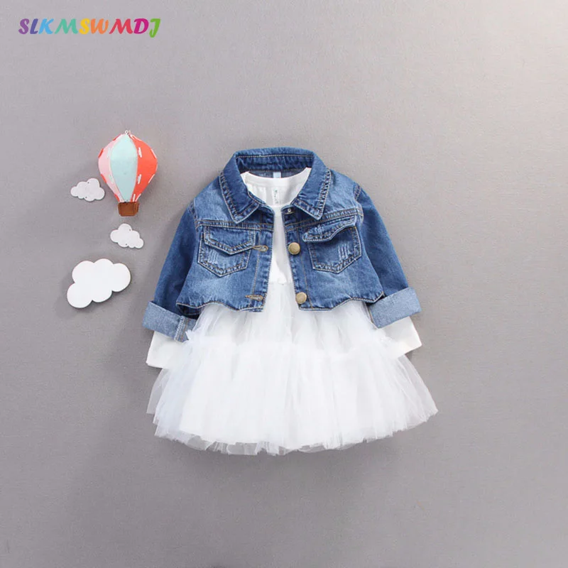 

SLKMSWMDJ casual girls dress Spring Summer denim dress children cotton fashion ball gown princess dress suitable for 0-3T