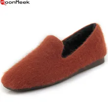 MoonMeek/большие размеры 33-44; Новое поступление; модная женская обувь с квадратным носком; удобная женская обувь на плоской подошве для отдыха; тонкие туфли