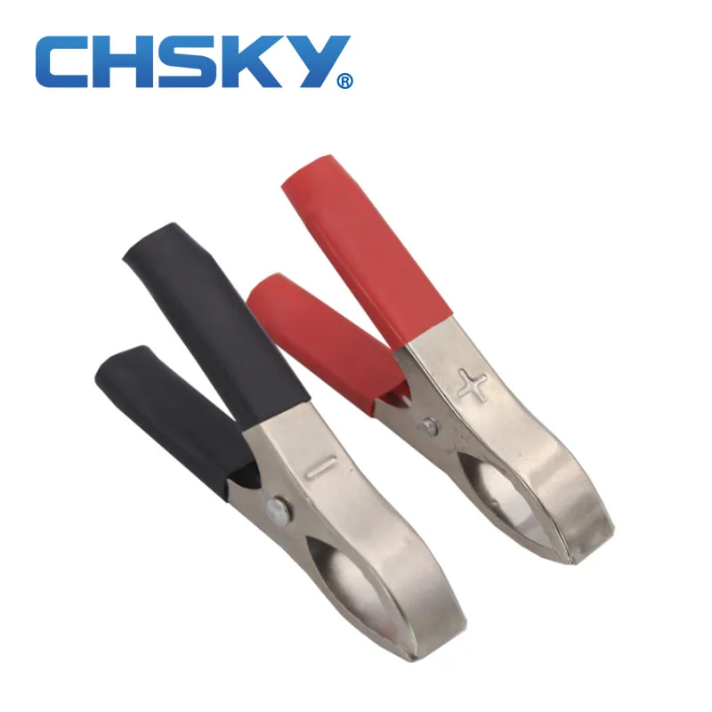 

2 pcs nickel plated  car battery clamp test lead alligator clips 30A red black crocodile clip
