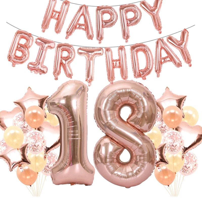 18, 30, 40, 50, 60 латексные шары розового золота с украшением в честь Дня Рождения, размер 40 дюймов, воздушные шары с цифрами для детей и взрослых, вечерние принадлежности