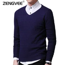 Einfarbig Pullover Männer V-ausschnitt Pullover Männer Langarm Shirt Herren Pullover Wolle Casual Kleid Marke Strickwaren Pull Homme