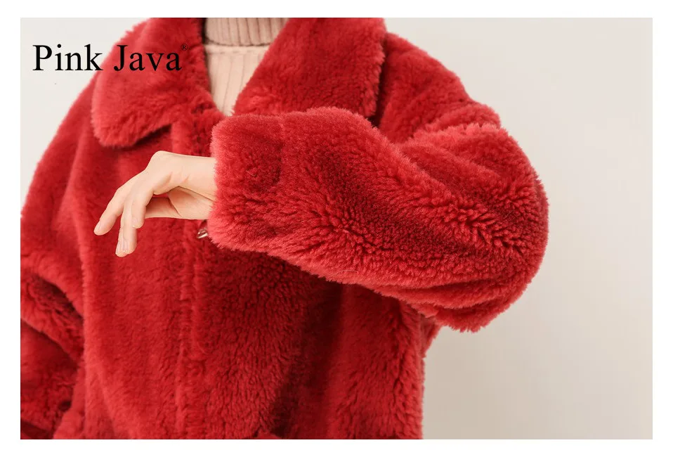 Flash Deal PINK JAVA QC1867 new arrival free shipping real sheep fur coat  camel teddy coat over size winter women coat  dress fashion warm 17