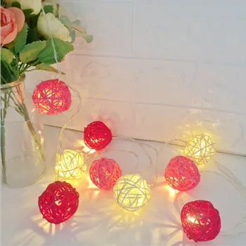 

10 LED Light 2M String Rattan Ball Lamp Battery Operated Copper Wire Christmas Decor Fairy Light for Home Wedding Party