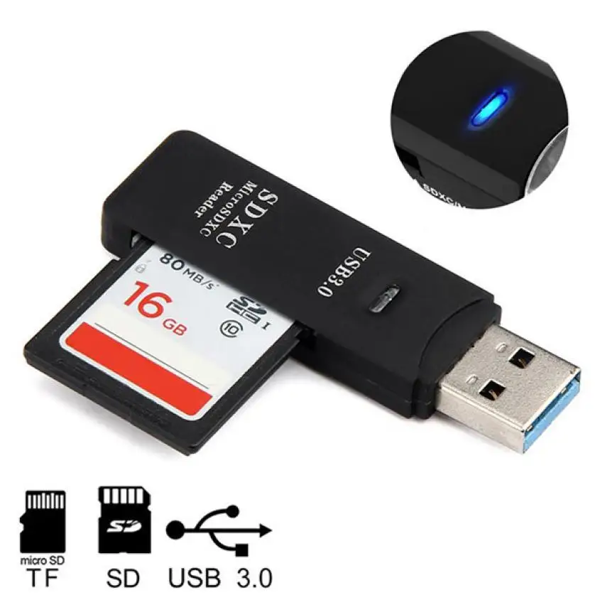 Binmer Высокое качество Мини 5 Гбит/с супер Скорость USB 3,0 Micro SD/SDXC TF Card Reader адаптер Mac OS Pro оптовая продажа 18Apr30