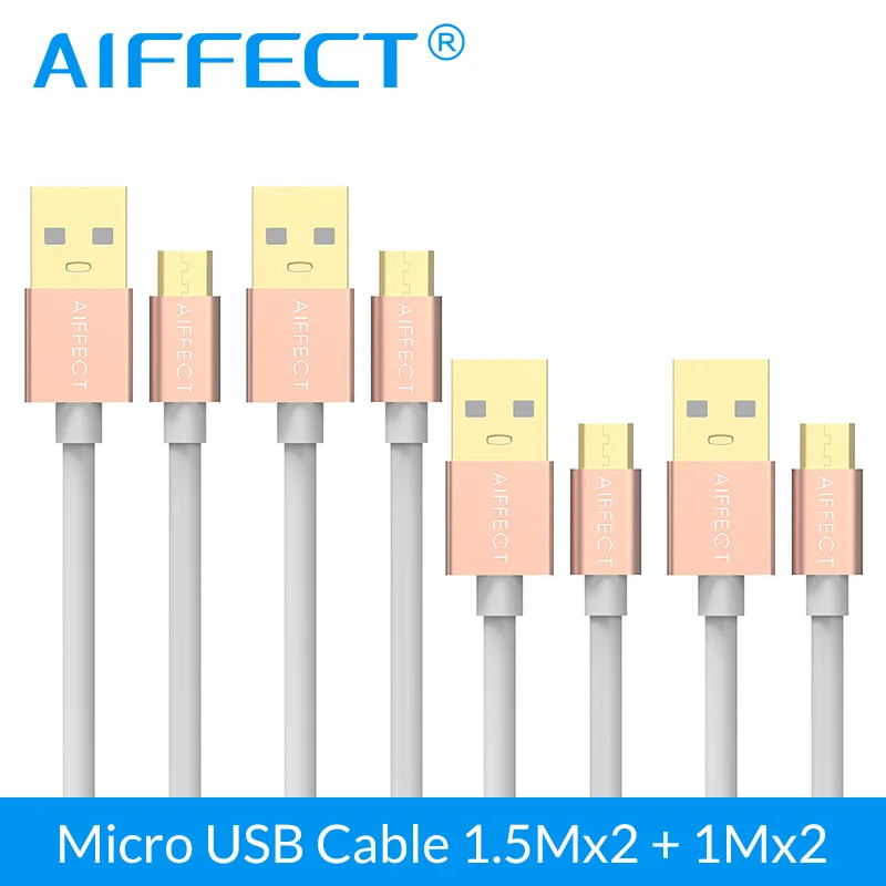 

AIFFECT 4 PCs 3.3FTx2 5FTx2 Wholesale Micro USB Cable High Speed Micro-USB Cable Micro B to USB Data Charging Cable Cord Line