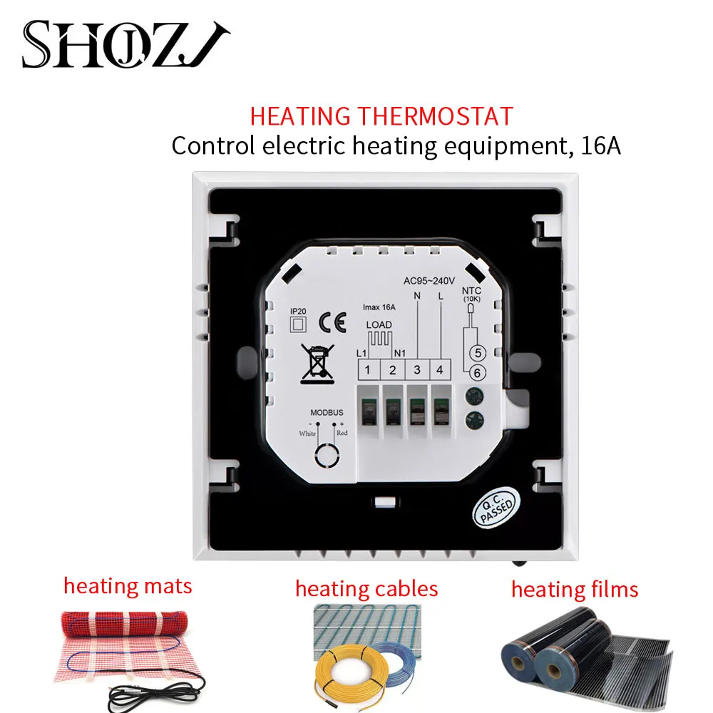 Подогрев пола тепловой электрический привод wifi термостат 16A теплый пол с коллектором клапан управления с Alexa Google home - Цвет: no wifi White