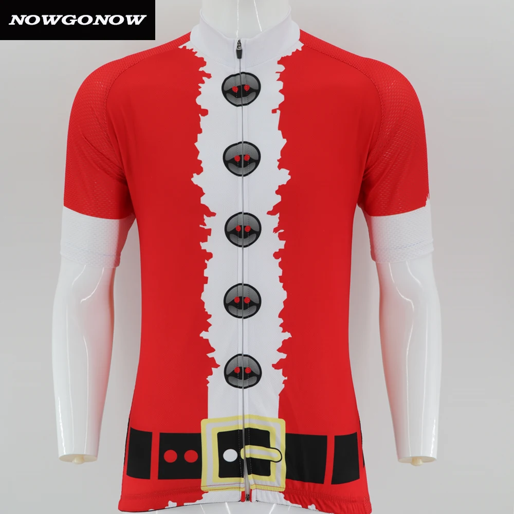 2018 Christmas cycling jersey men clothing red bike wear short sleeve