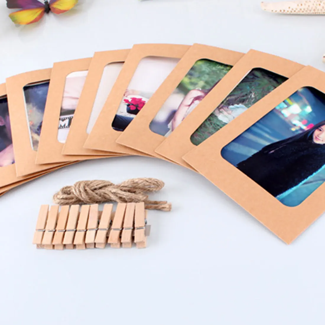 DIY Kraft Paper Photo Frame 3 7 inch Hanging Wall Photos Picture Frame