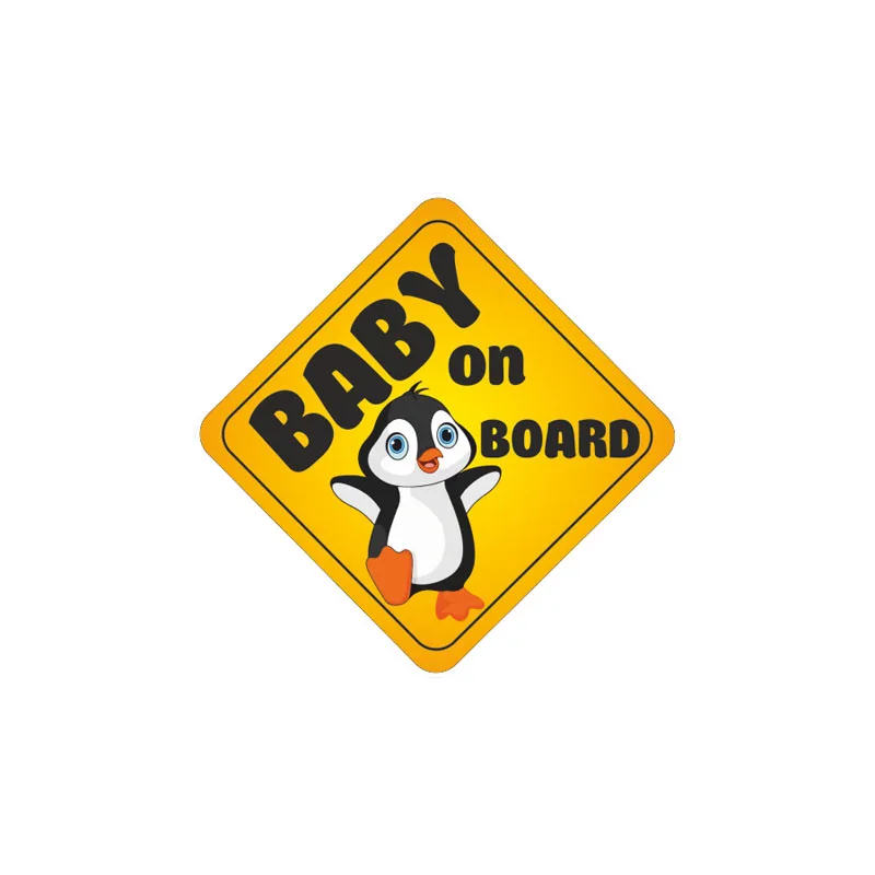 

1Pcs BABY ON BOARD Car Sticker Warning Lovely penguin Decal Waterproof For Laptop Car Skateboard Luggage Guitar Furnitur Sticker