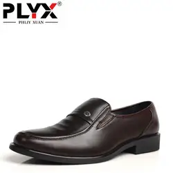 PHLIY XUAN 2019 Модные Мужские модельные туфли круглый искусственная кожа мужская деловая обувь черный/коричневый большие размеры Мужская