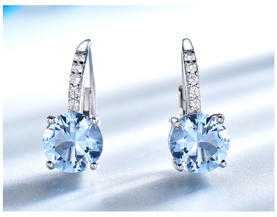 UMCHO  Nano Sky Blue Topaz  925 sterling silver clip earrings for women EUJ061B-1-pc (5)