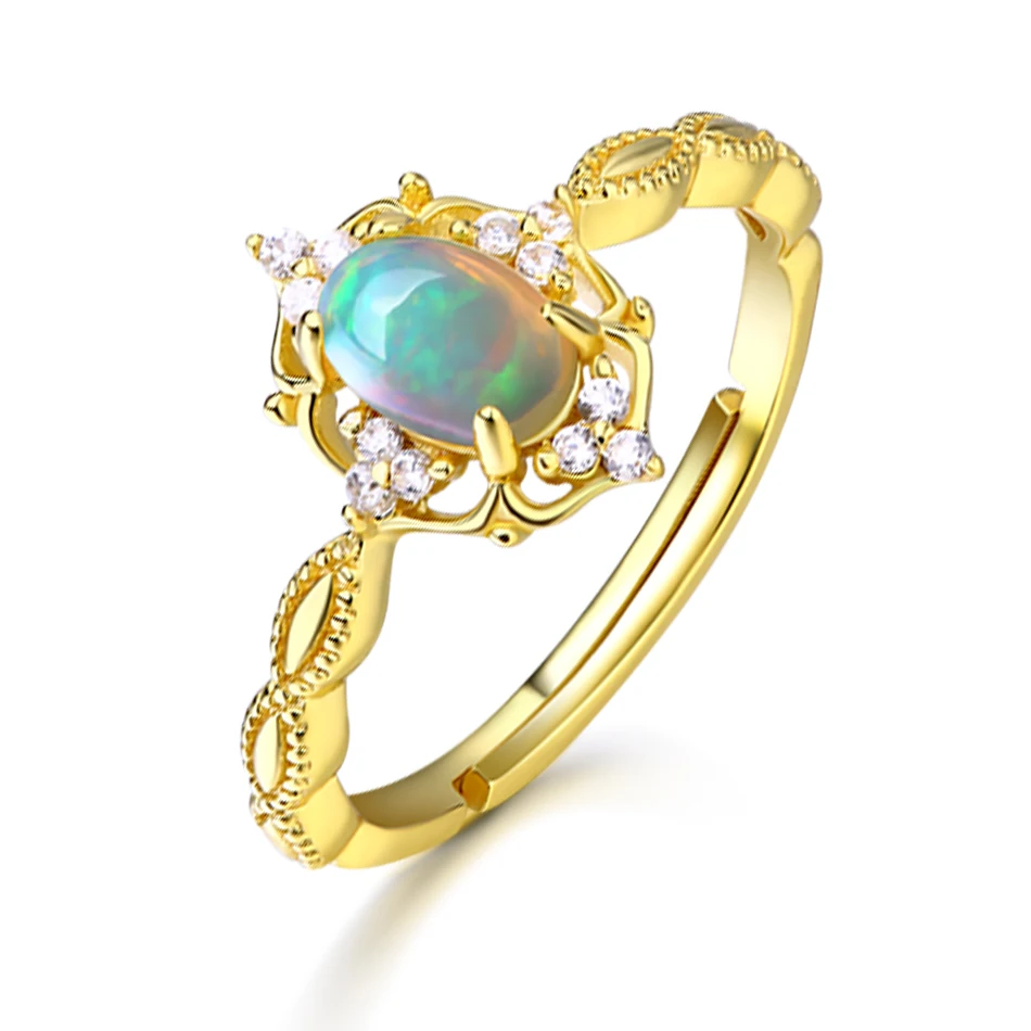 ALLNOEL Opal Ring For Women 925 Sterling Silver Jewelry Natural Stone Opal Gifts 14k Gold Rings Woman Silver 925 Ring Engagement (2)
