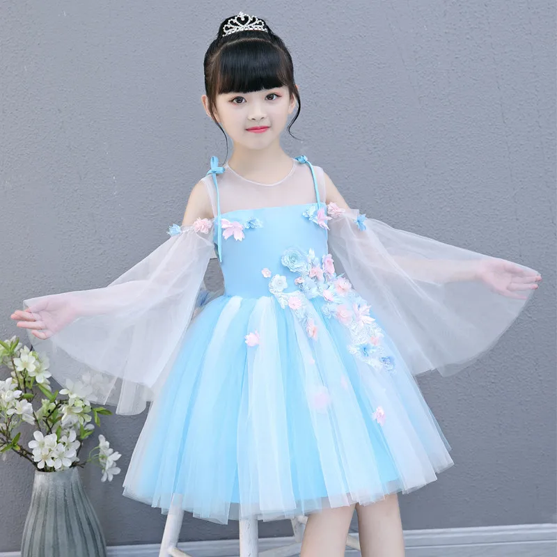 

2018Summer Autumn Fashion Children Toddler Birthday Wedding Party Princess Flowers Prom Dress Kida Baby Host Piano Pageant Dress
