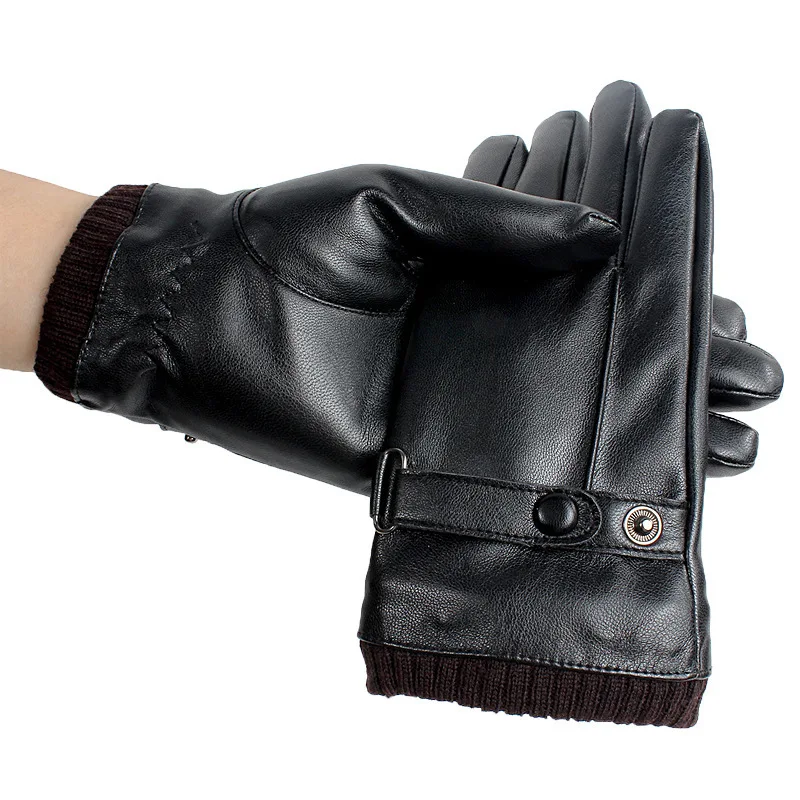 Miya Mona мужские зимние кожаные перчатки варежки теплые PU Guantes перчатки использовать для смартфонов плюшевые handschuhe унисекс