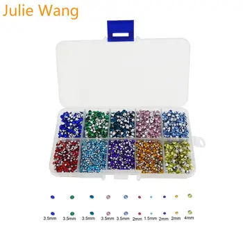 

Julie Wang 1 BOX(3500PCS) Taper Acrylic Point Back Rhinestone Cabochon Sets For Rings Earrings Jewelry Making Accessories