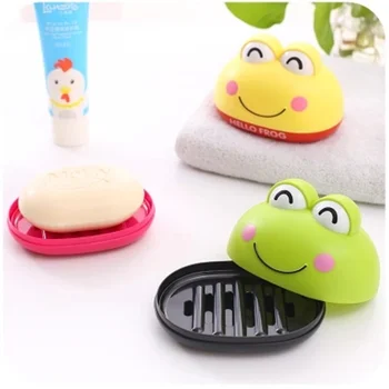

Cute with lid Double layer soap holder Non-slip soap box Toilet shower tray draining rack bathroom accessories