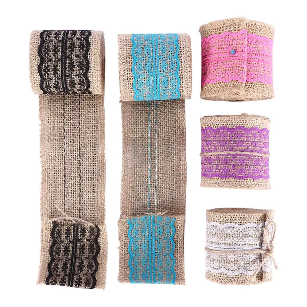 5M x 6CM Turquoise Jute Hessian Burlap Ribbon Vintage Decoration Sewing Craft