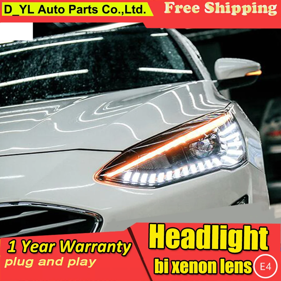 Новый дизайн для ford Focus фары 2019 Биксеноновые линзы HID комплект светодиодные drl