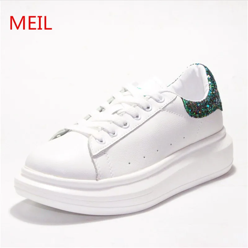 

MEIL 2018 Platform shoes zapatos mujer Flats White Sneakers Women Shoes Shallow Mouth ladies flat shoes tenis feminino