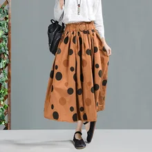 Винтажные юбки женские художественные весенние хлопчатобумажные и льняные юбки длинные юбки плиссированная юбка с оборками