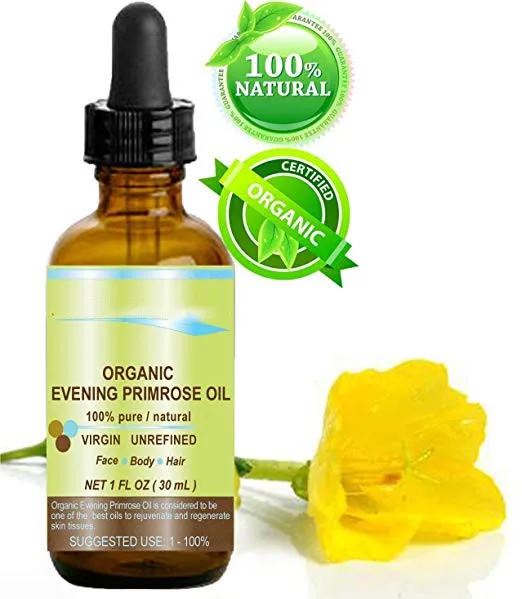 

Organic Evening Primrose Oil . 100% Genuine / Natural / Organic Certified / Strap Oil . Rich Antioxidant