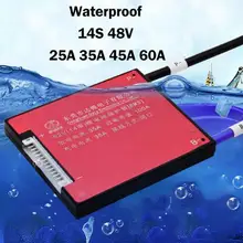 Водонепроницаемый 14S 48V 25A 35A 45A 60A предохранительная плата литиевой батареи для электромобиля BMS с балансом Li-Ion Lipo 18650 полимер