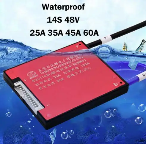 Flash Sale YNW Waterproof 14S 48V 25A 35A 45A 60A Electric Vehicle Lithium Battery Protection Board BMS with Balance Li-ion Lipo 18650 Polymer 