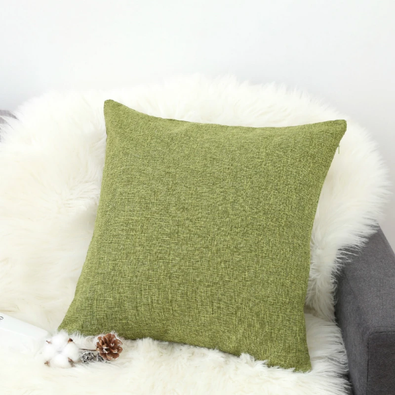 Modern Solid Plaid Pillow Case Square Elegant Cotton And Linen Pillow Cover 45*45 Soft Comfortable Cushion Cover For Sofa Chair