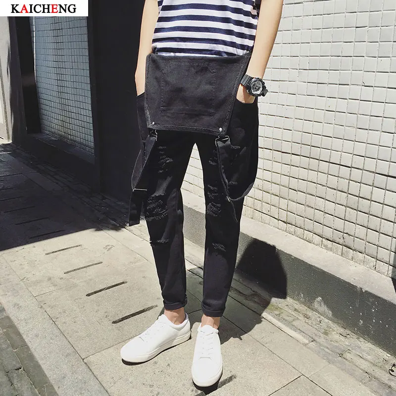 black skinny overalls men's