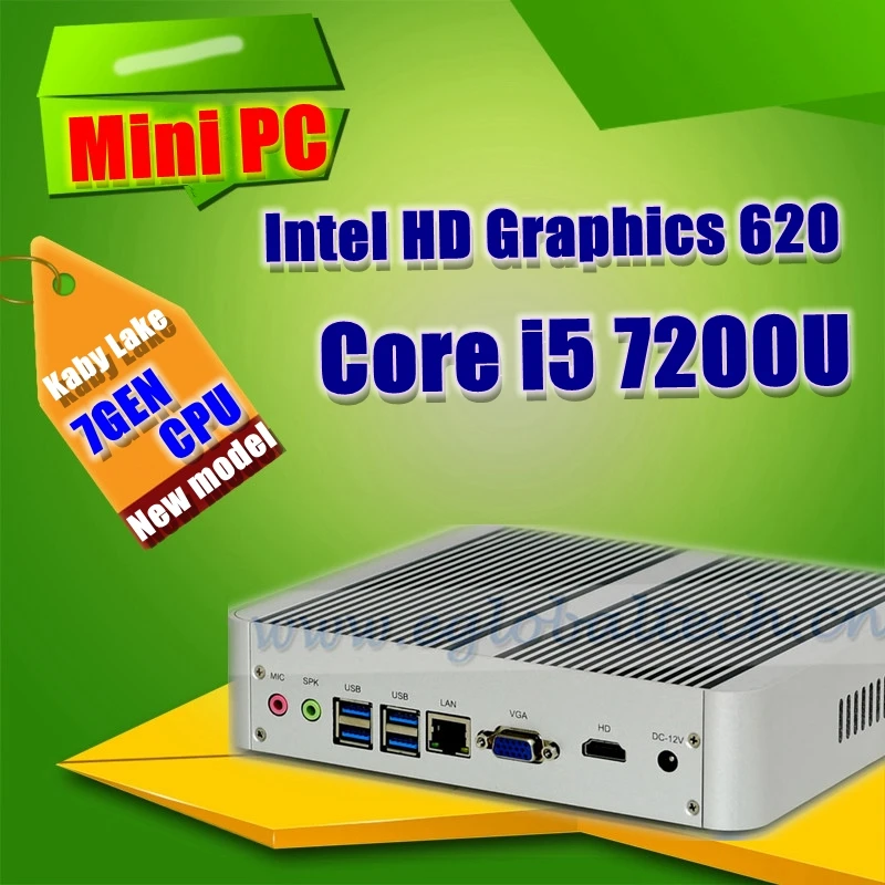 Lowest Price [Eglobal 7th Gen CPU] Intel Core i5 7200U in Mini PC Windows 10 Kaby Lake 2.4GHz HTPC Computer Intel HD Graphics 620 4K HDMI&VGA