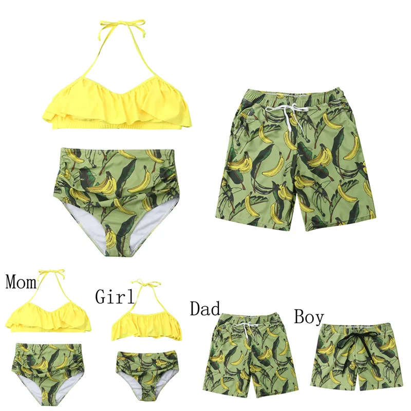 

Family Matching Swimwear Mother and Daughter Bikini Sets Swimsuit Dad and Son Trunks Shorts Summer Beachwear Outfits Clothes