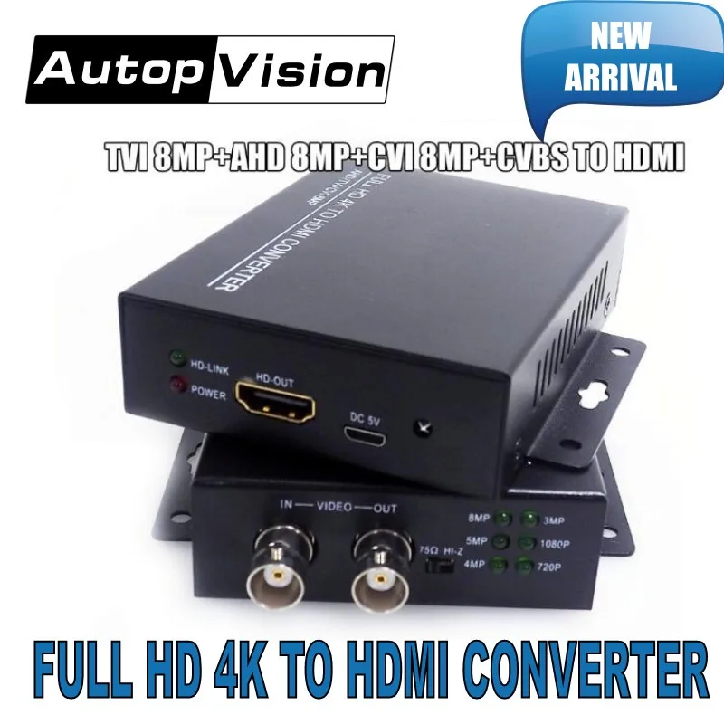 2019 Новое прибытие 4 K 720/1080 P HDC-ADH 4 в 1 Разрешение поддерживает CVI 8MP/TVI 8MP/AHD 8MP + CVBS, чтобы HDMI конвертер тест безопасности