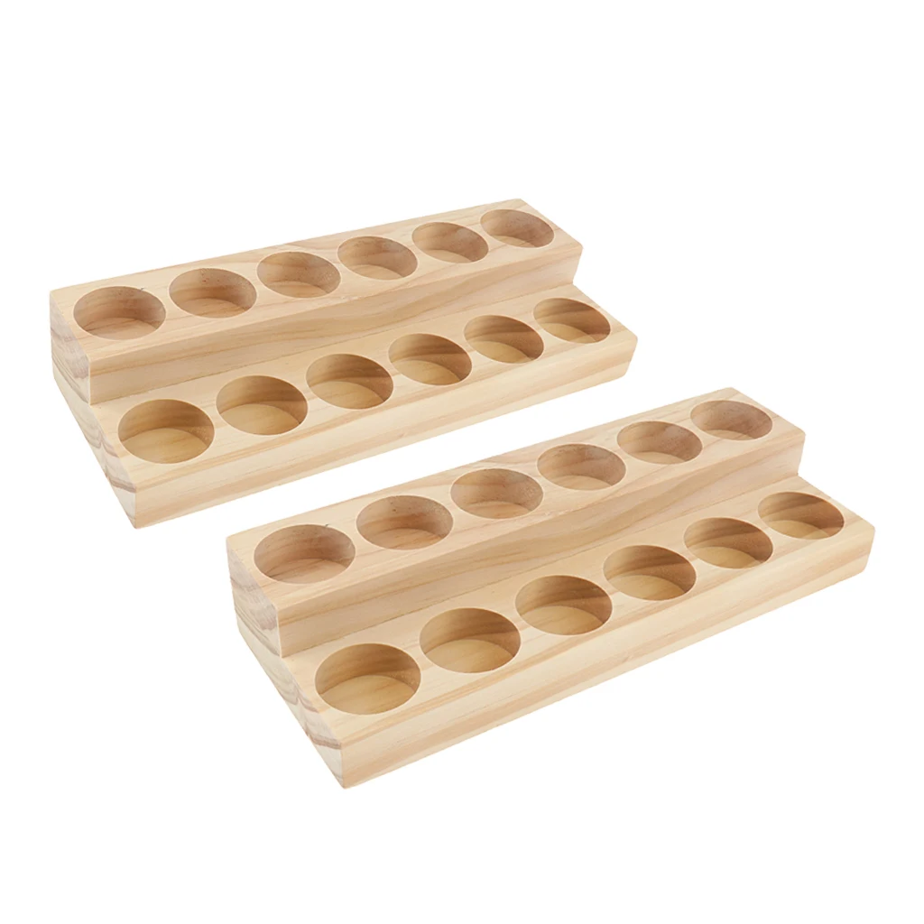 Wood Essential Oils Display Storage Stands 2 Pieces 24 Slots for Home Collection and Salon Retails 5