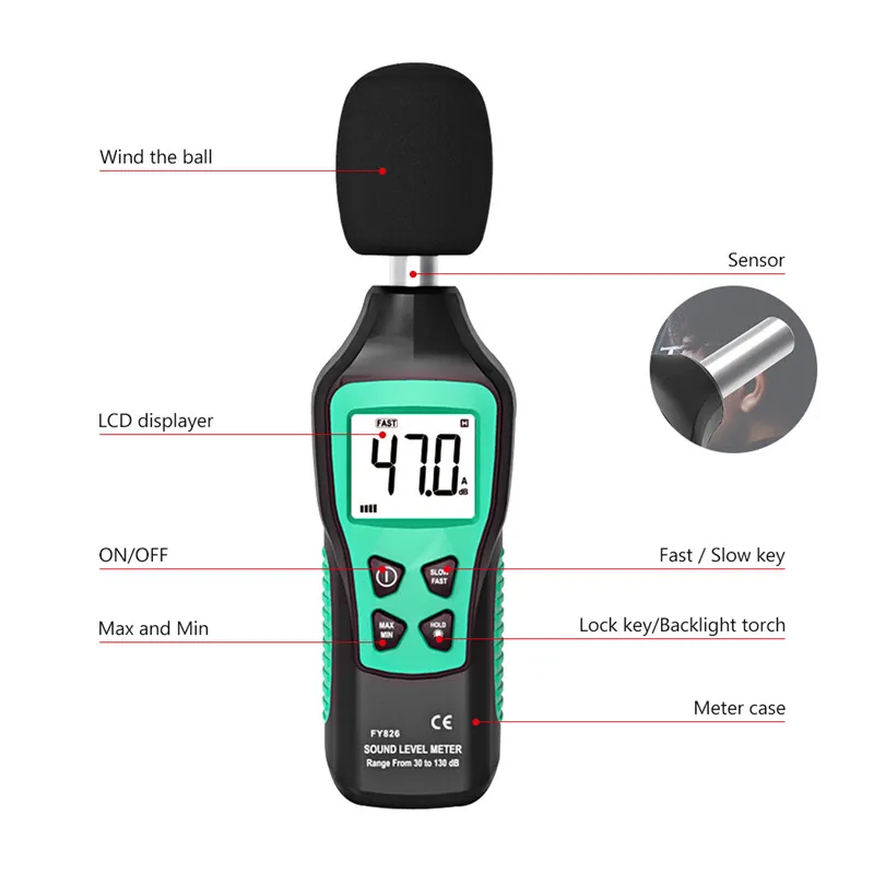 Звуковой измерительный прибор ЖК-цифровой измеритель уровня звука измеритель шума измерительный прибор децибел контрольный тестер 30-130 дБ