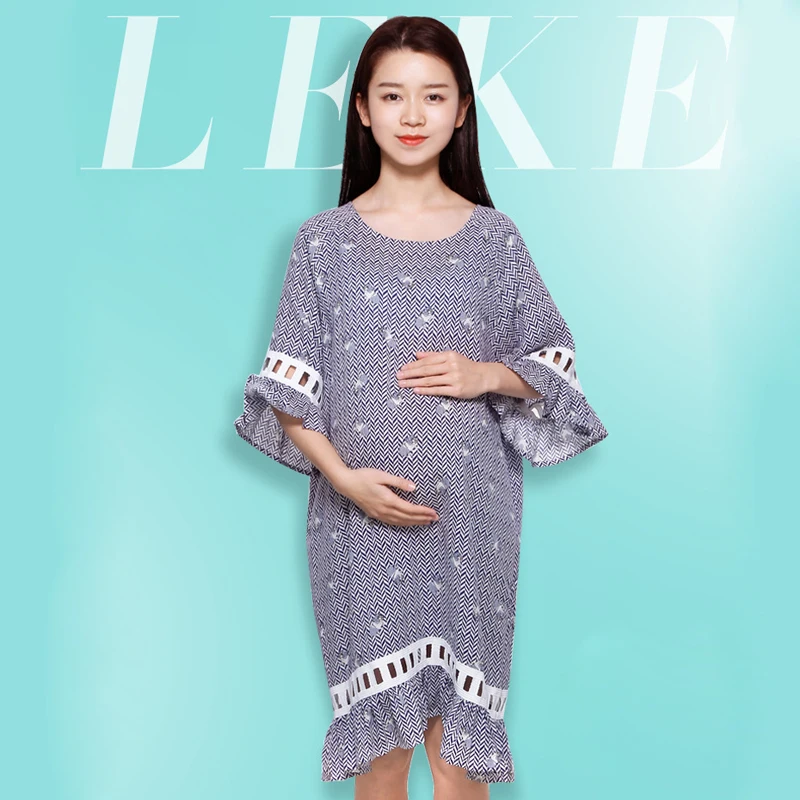 

Lekebaby Maternity Dresses Woman's Clothing Gown Pregnancy Dress Casual Stripe Cute Nursing Night Dress Comfortable Sundress