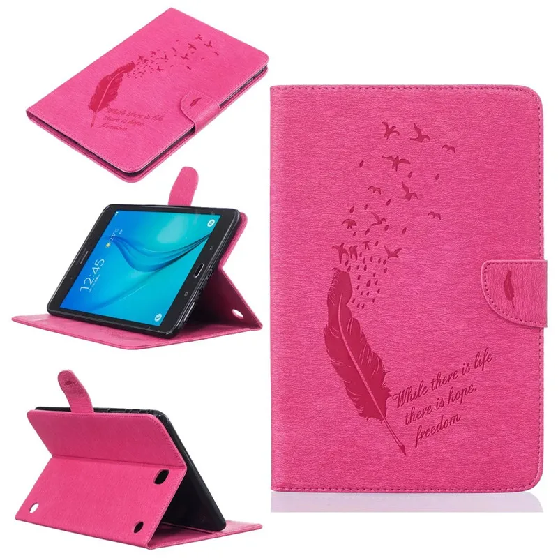 

Fashion Feather Print PU Leather Flio Book Style Case For Samsung Galaxy Tab A 8.0 T350 T355 SM-T355 8'' P350/355 Tablet Cover