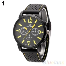 2016 Men’s Fashion Quartz Analog Silicone Band Stainless Steel Sports Wrist Watch Birthdays Gifts