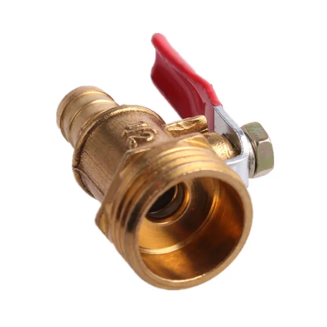 1//2/" BSP Male to 8mm Hose Barb Brass Ball Valve Pipe Fitting Red Lever Handle